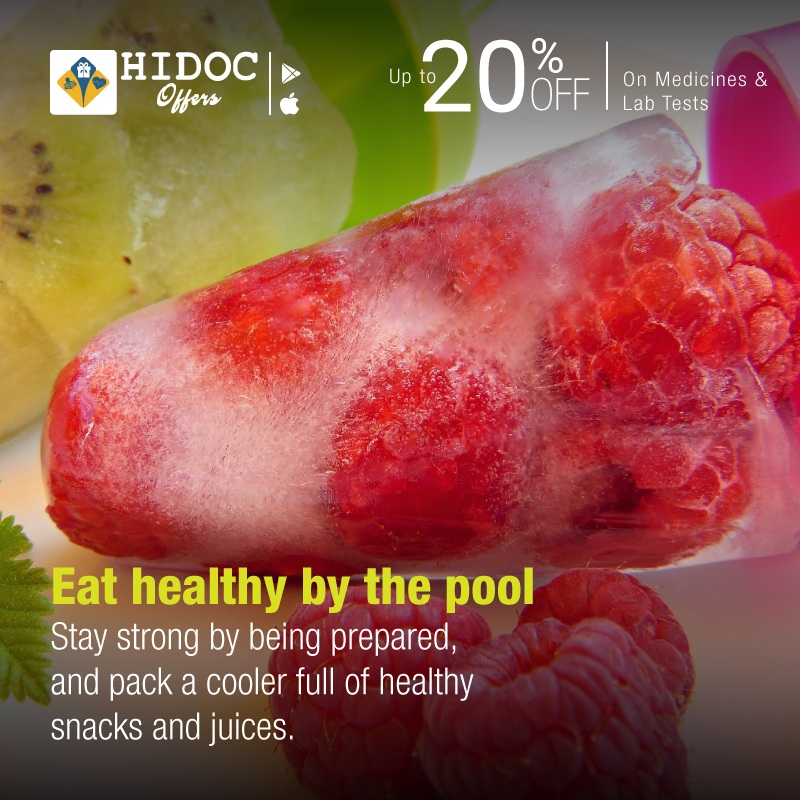 Health Tip - Eat healthy by the pool Stay strong by being prepared,  and pack a cooler full of healthy snacks and juices.