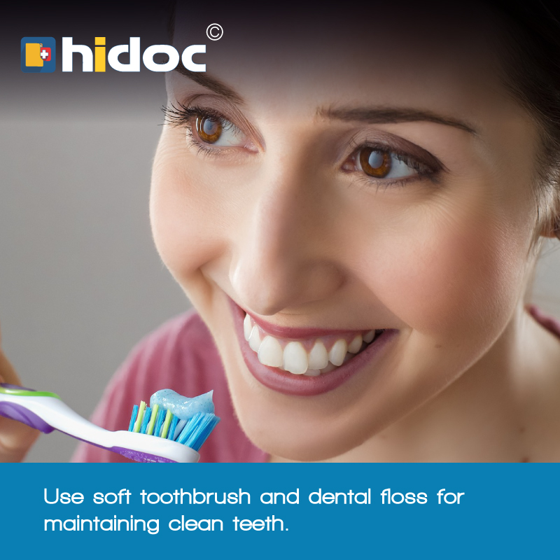 Health Tip - Use soft toothbrush and dental floss for maintaining clean teeth.