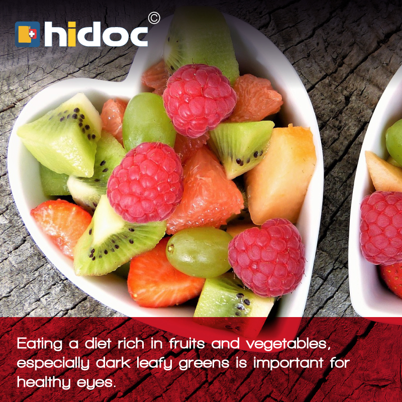 Health Tip - Eating a diet rich in fruits and vegetables, especially dark leafy greens is important for healthy eyes.