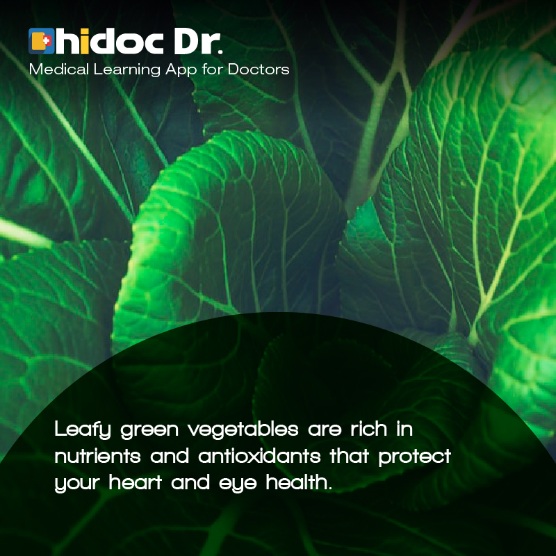 Health Tip - Leafy green vegetables are rich in nutrients and antioxidants that protect your heart and eye health.