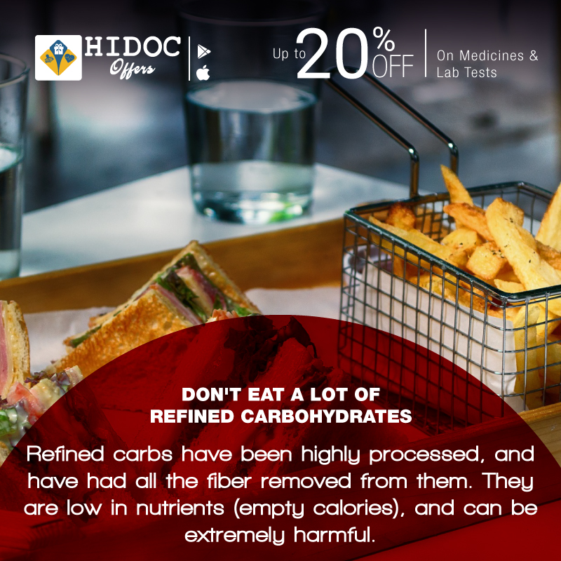 Health Tip - Refined carbs have been highly processed, and have had all the fiber removed from them. They are low in nutrients (empty calories), and can be extremely harmful.