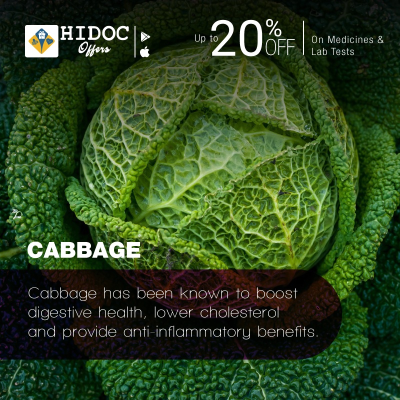 Health Tip - Cabbage has been known to boost digestive health, lower cholesterol and provide anti-inflammatory benefits.