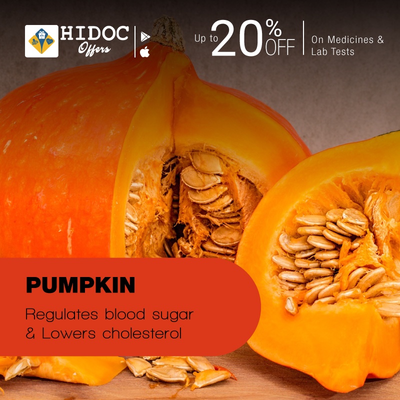 Health Tip - Pumpkin - Regulates blood sugar & Lowers cholesterol